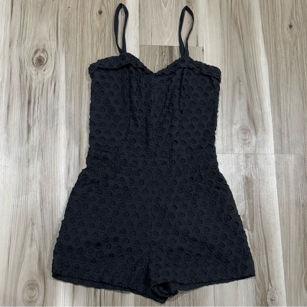 Pam & Gela Black Eyelet Short Romper Women’s 4